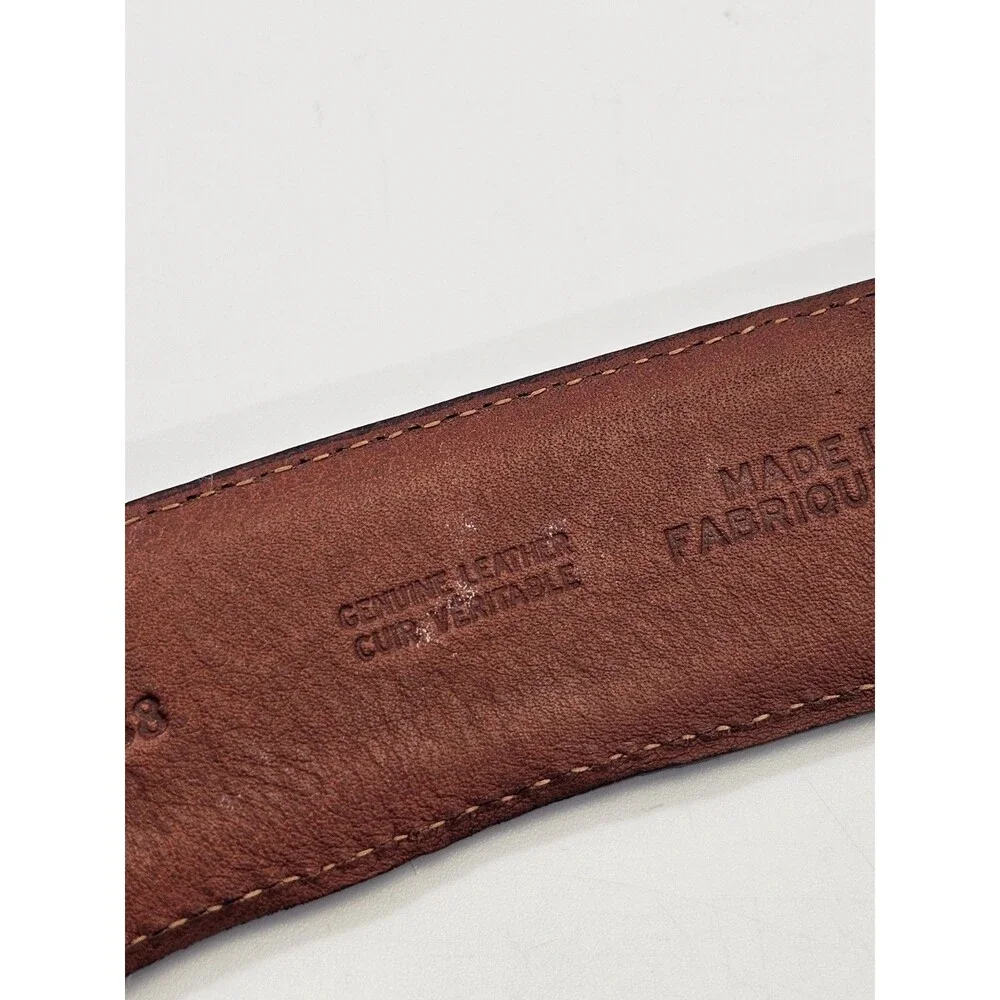 NORDSTROM MEN'S SHOP Men's Size 38 Italian Leather Belt Gunmetal Buckle 1-3/8